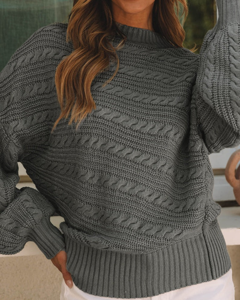 Mock High Neck Knit Sweater - Eolante Clothing