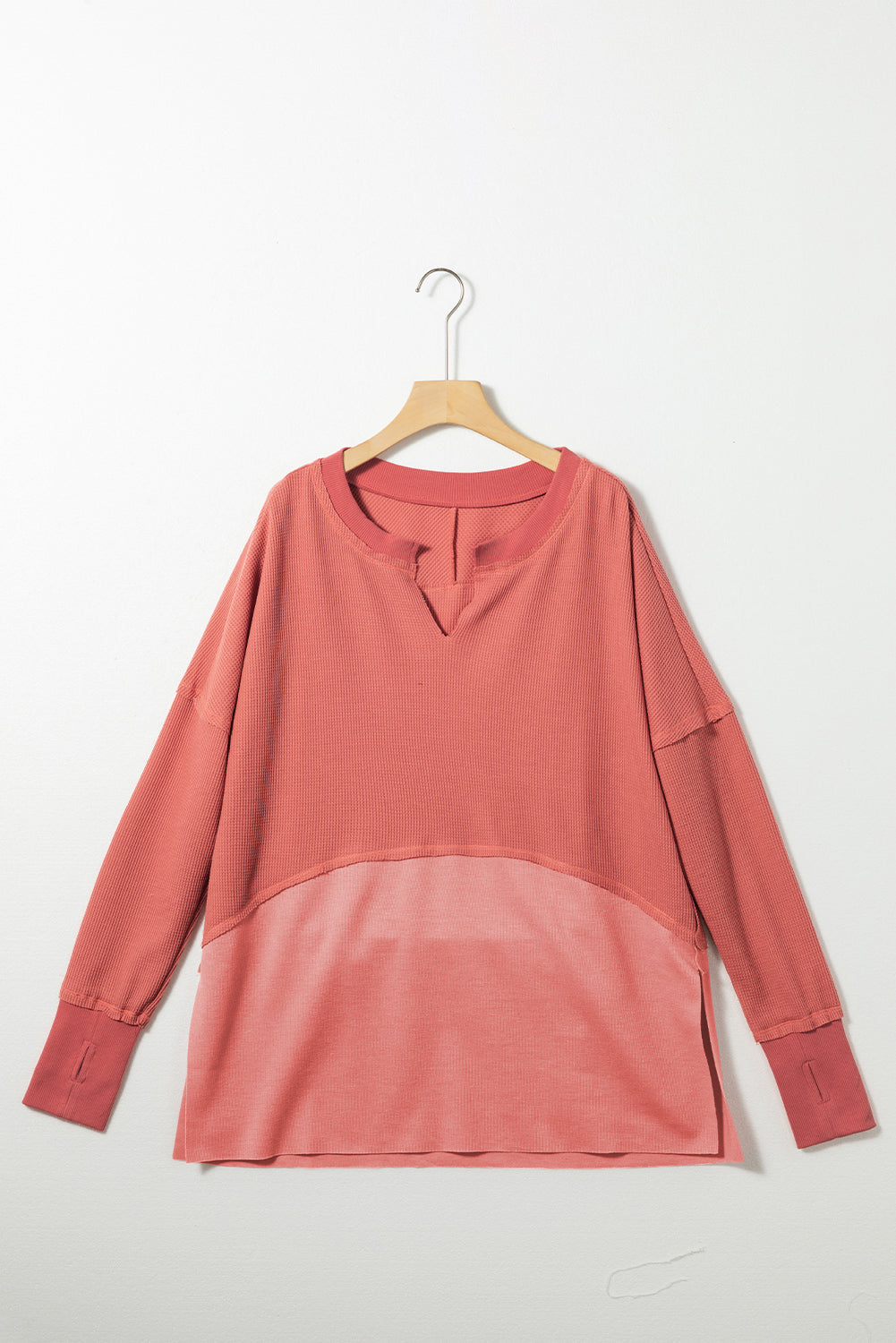 Waffle Knit Patchwork Top - Eolante Clothing