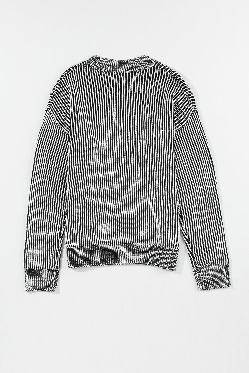 Ribbed Trim Sweater in Stripes - Eolante Clothing