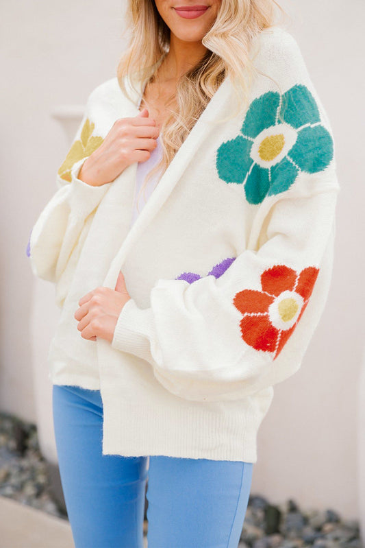 Floral Jacquard Open Cardigan