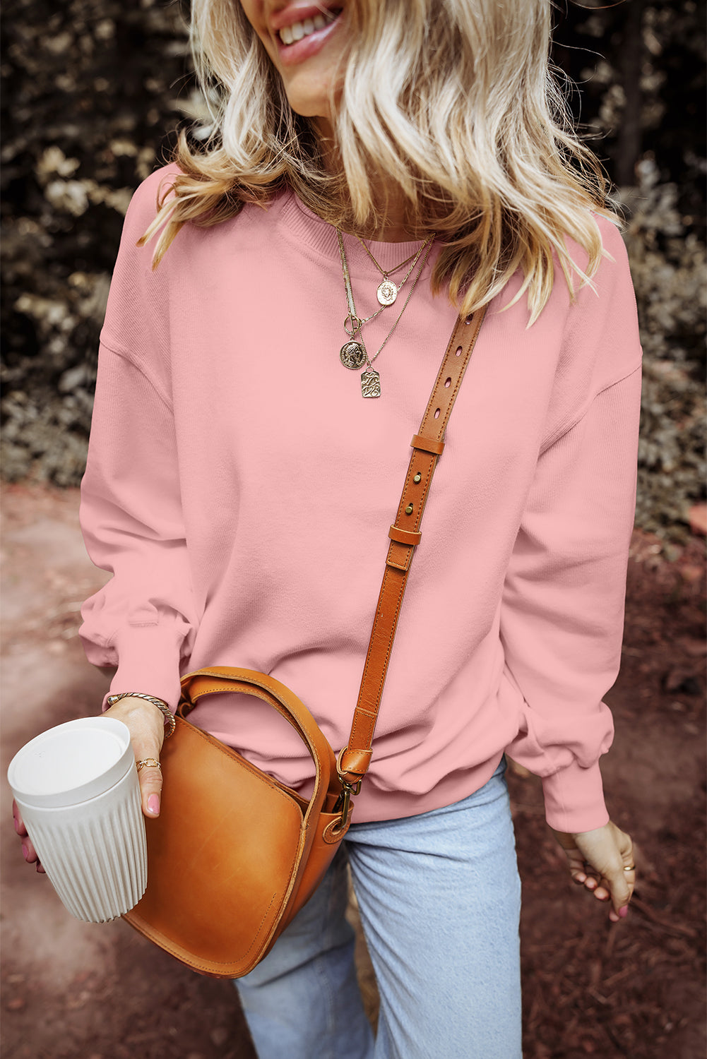 Ribbed Loose Drop Shoulder Sweatshirt - Eolante Clothing