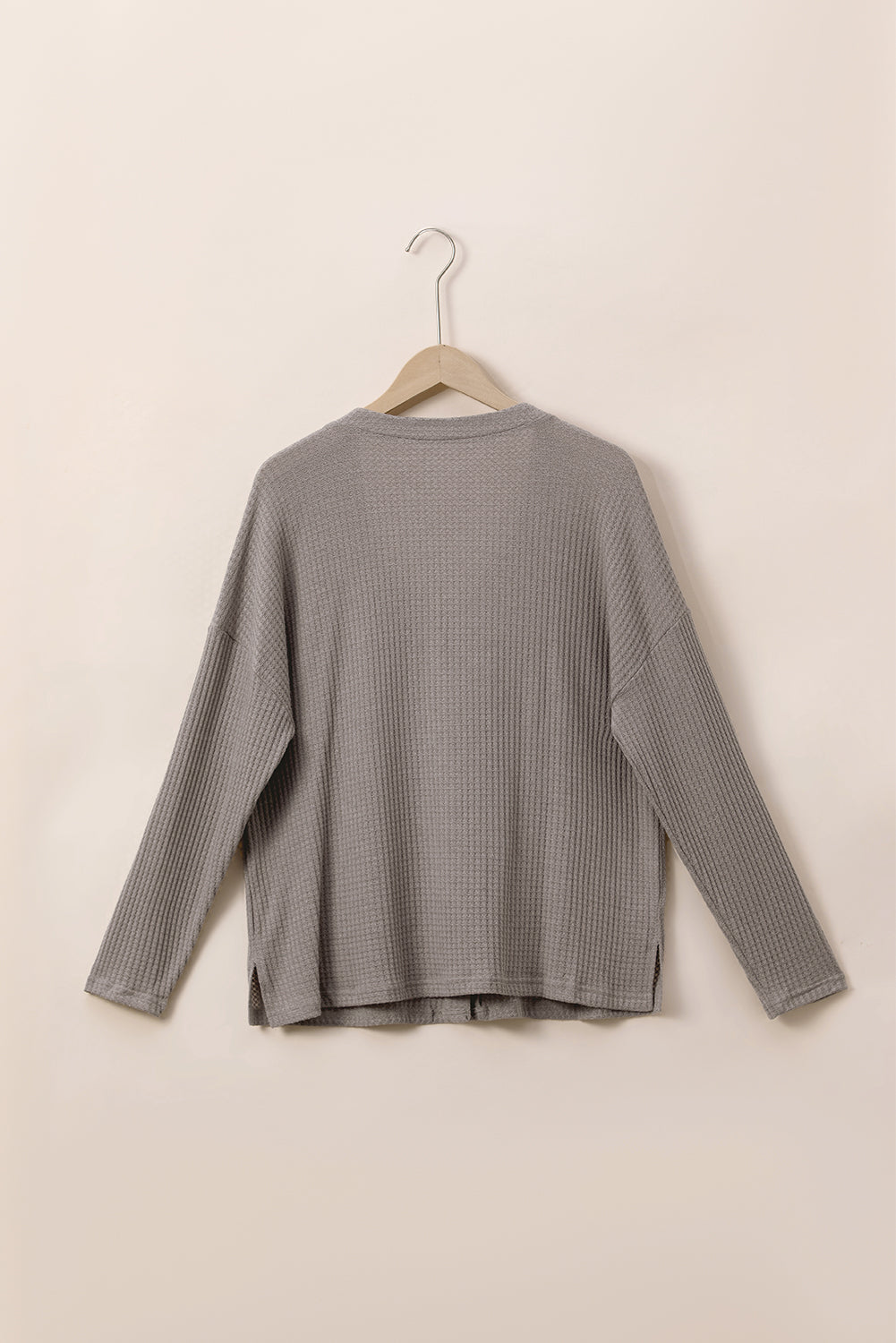 Waffle Knit Drop Shoulder Plus Size Top - Eolante Clothing