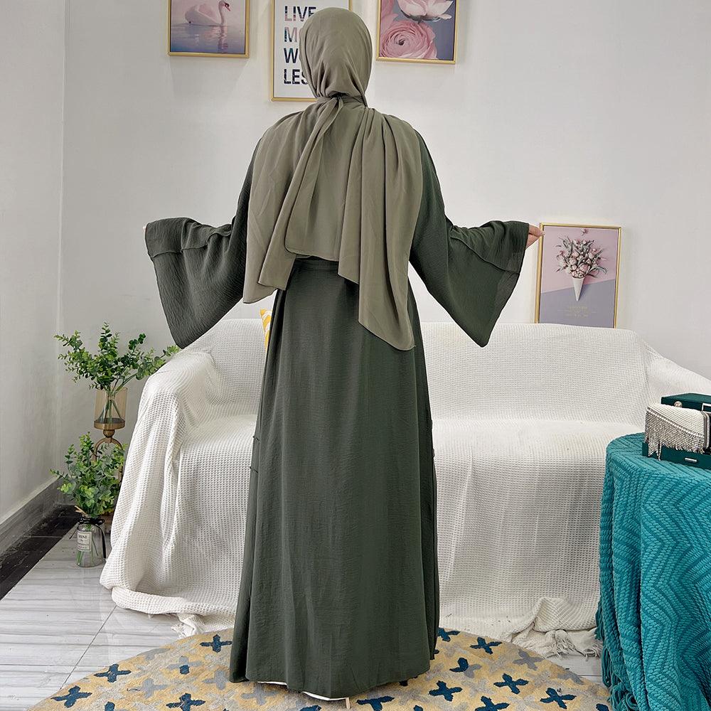 Army Green Reversed Seam Abaya | Eolante Clothing