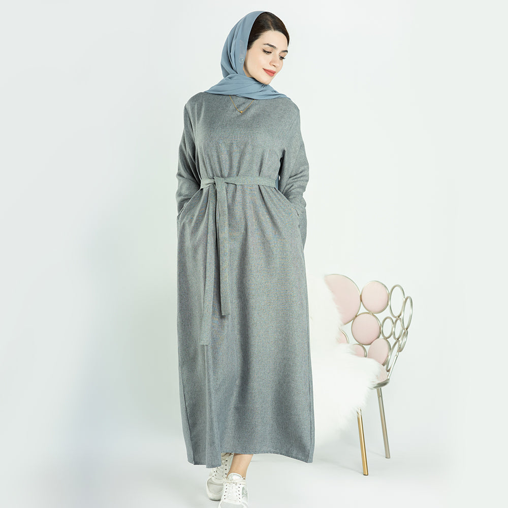 Gray Maxi Dress Abaya | Eolante Clothing 