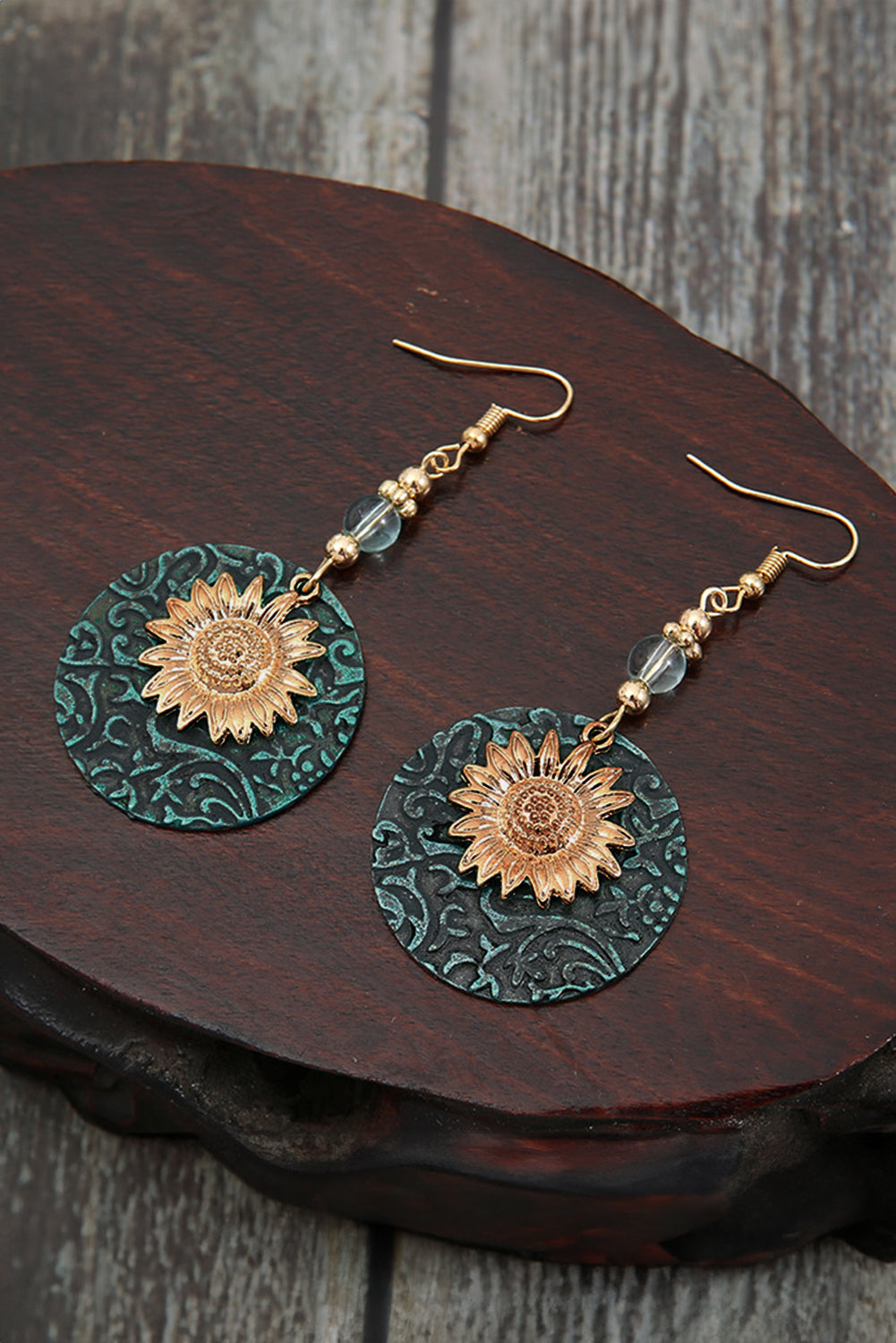 Sunflower Earrings, Disc Dangle - Eolante Clothing