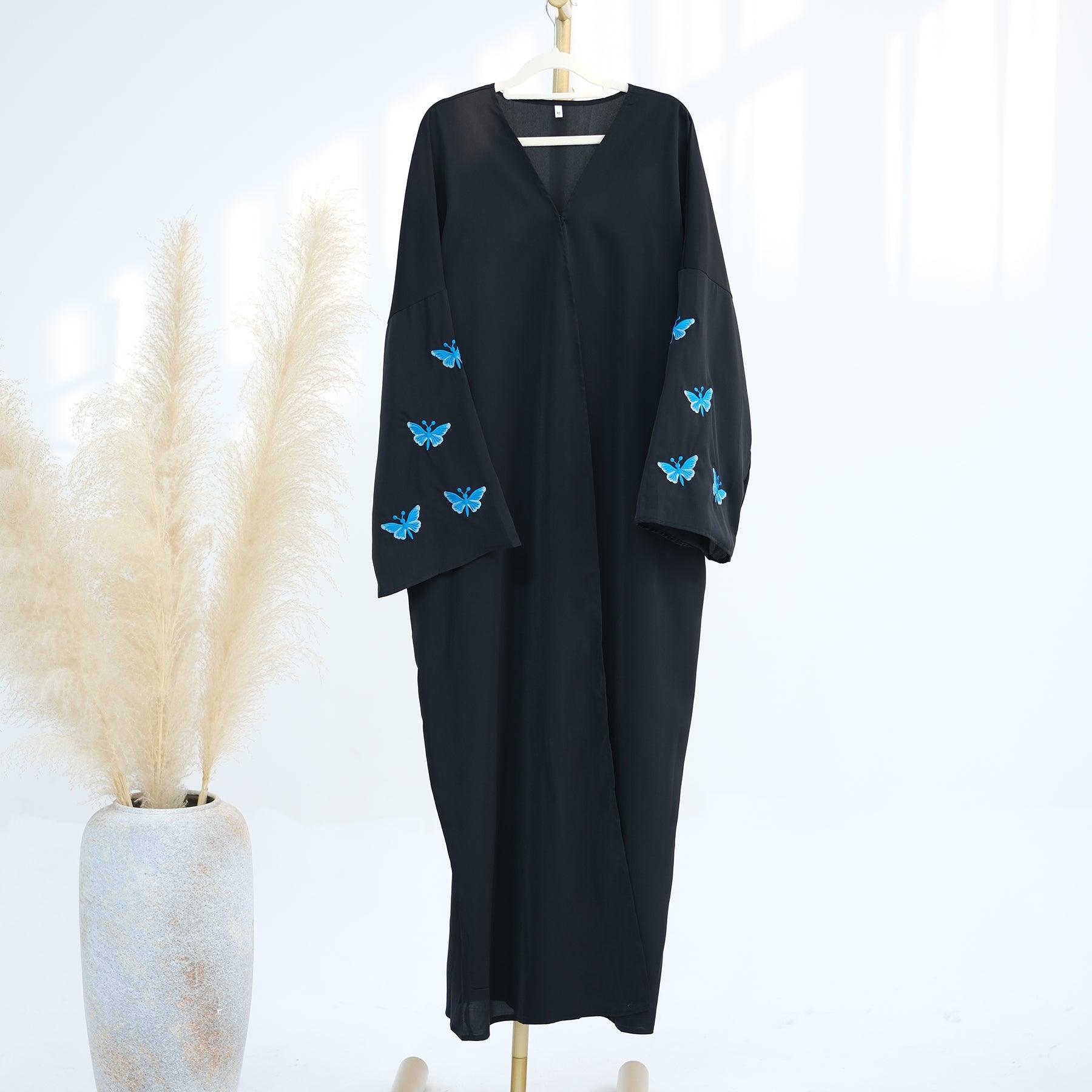 Open Abaya with Butterfly Embroidery | Eolante Clothing 