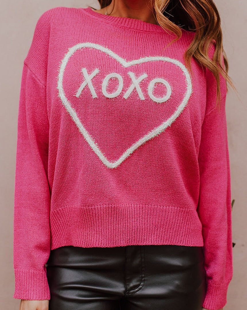 Drop Shoulder XOXO Sweater - Eolante Clothing