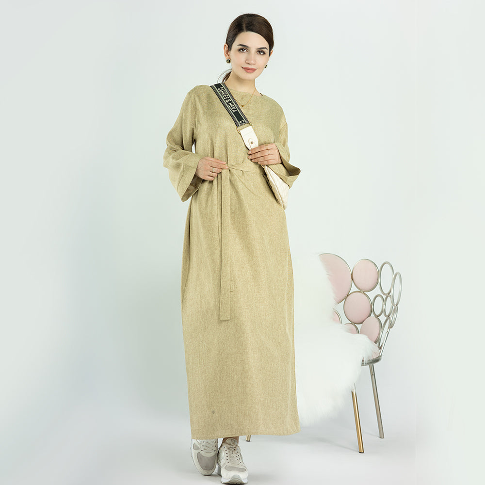 Maxi Dress Abaya in Apricot | Eolante Clothing 