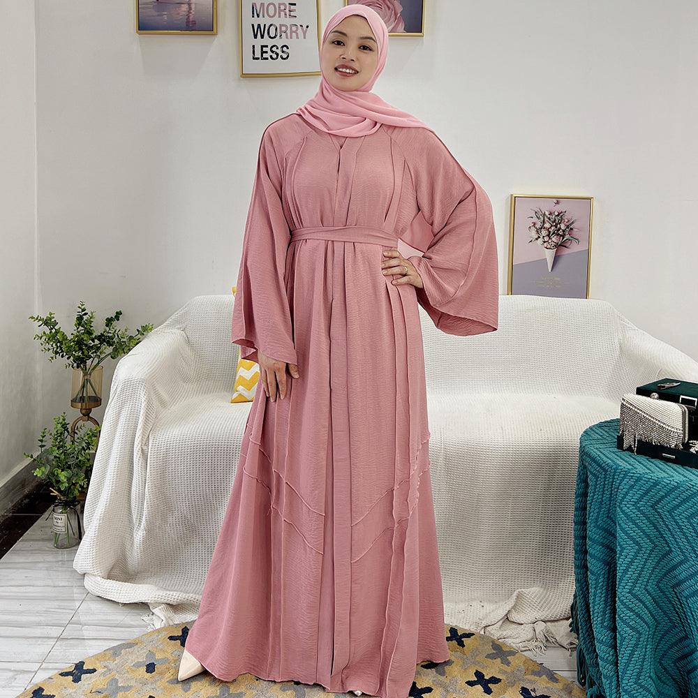 Pink Flowy Reversed Seam Abaya | Eolante Clothing