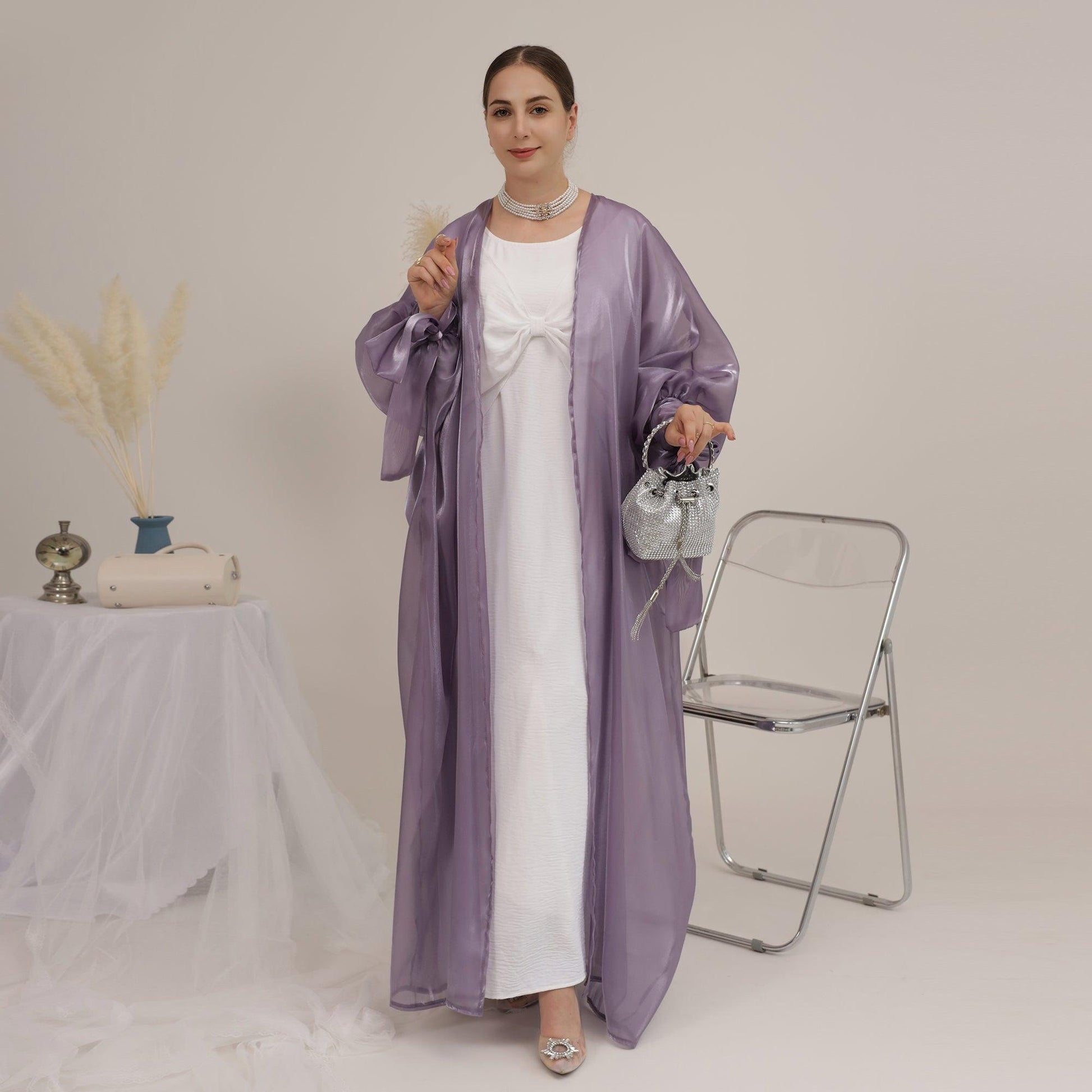 Purple Abaya in Crystal Silk | Eolante Clothing