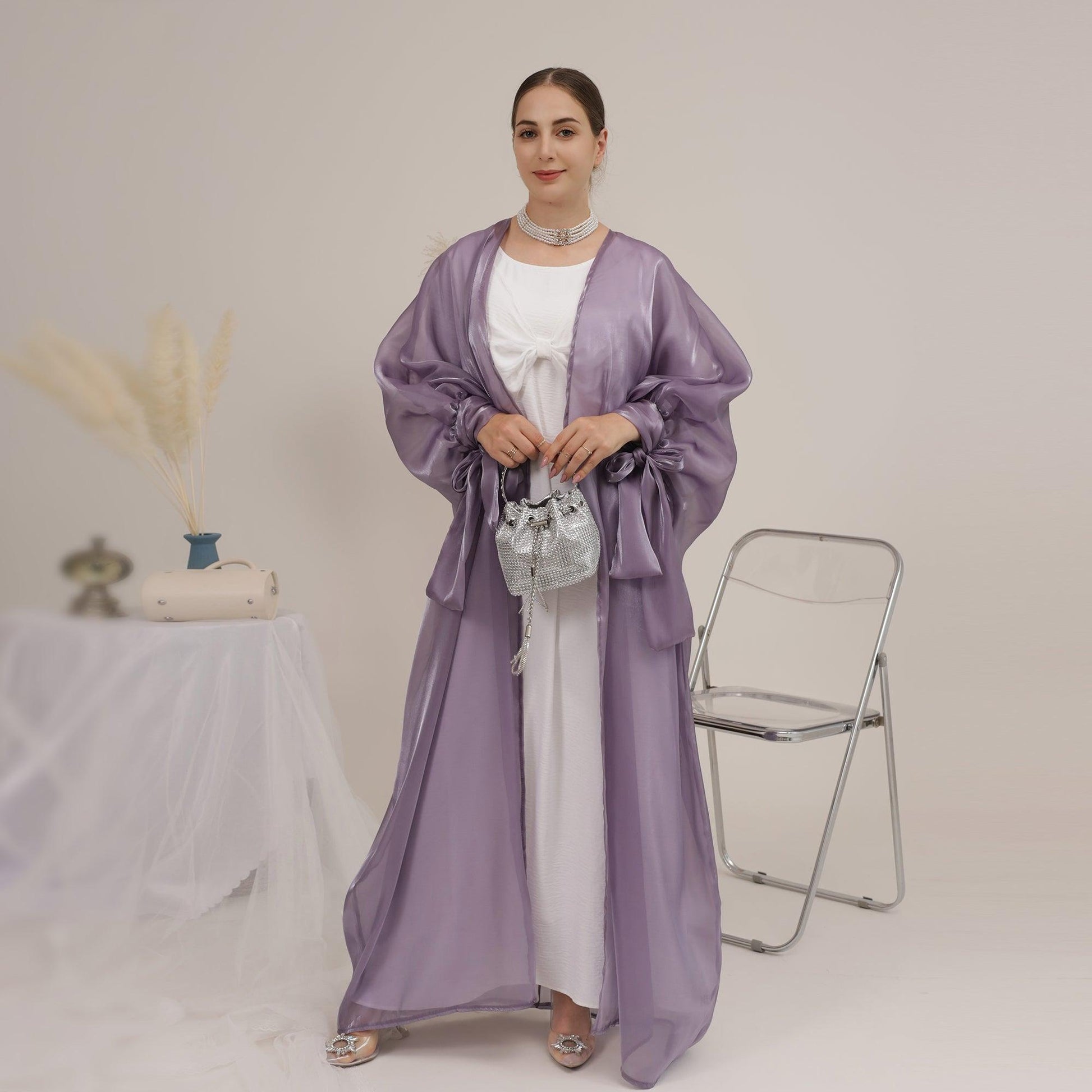 Open Abaya in Crystal Silk for Islamic Women | Eolante Clothing