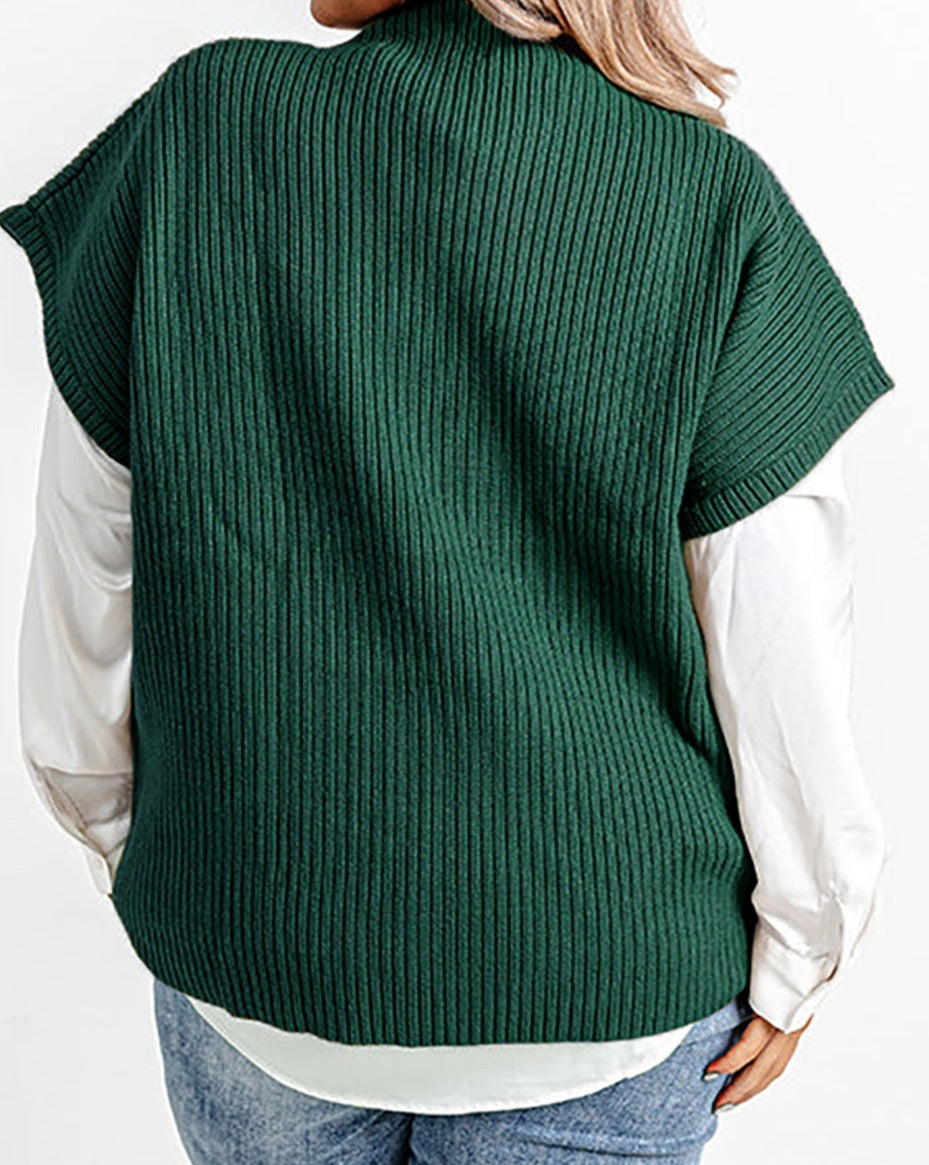 Mock Neck Chest Pocket Plus Size Sweater - Eolante Clothing