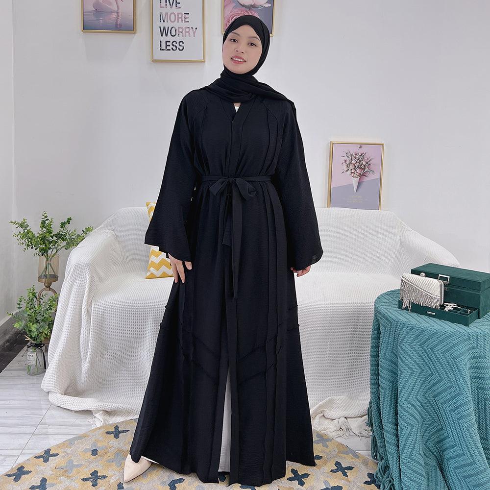 Black Flowy Open Abaya | Eolante Clothing