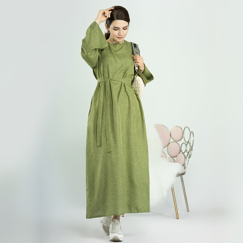 Maxi Dress Abaya in Avocado Green | Eolante Clothing 