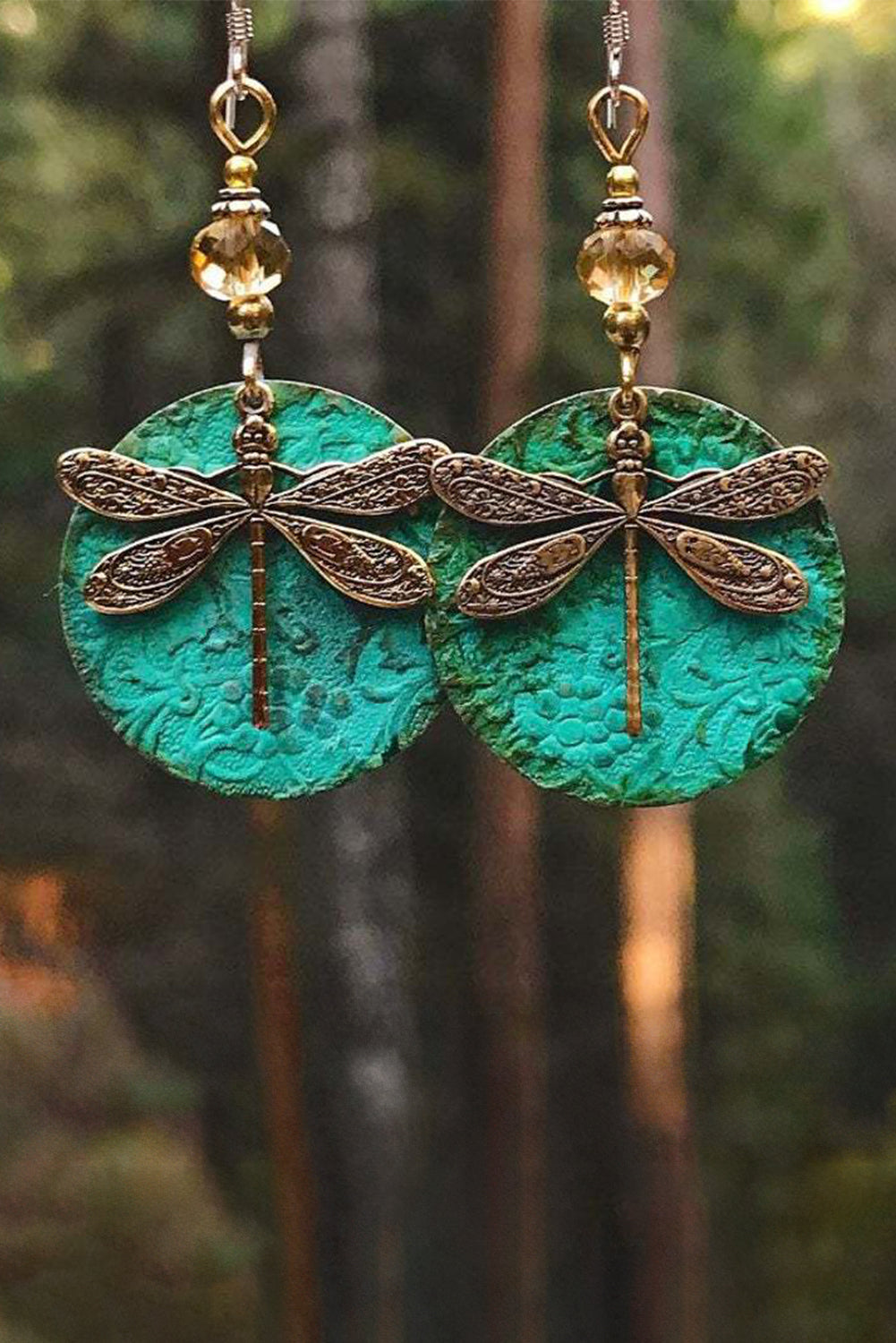 Dragonfly Drop Earrings, Styled with Hook - Eolante Clothing