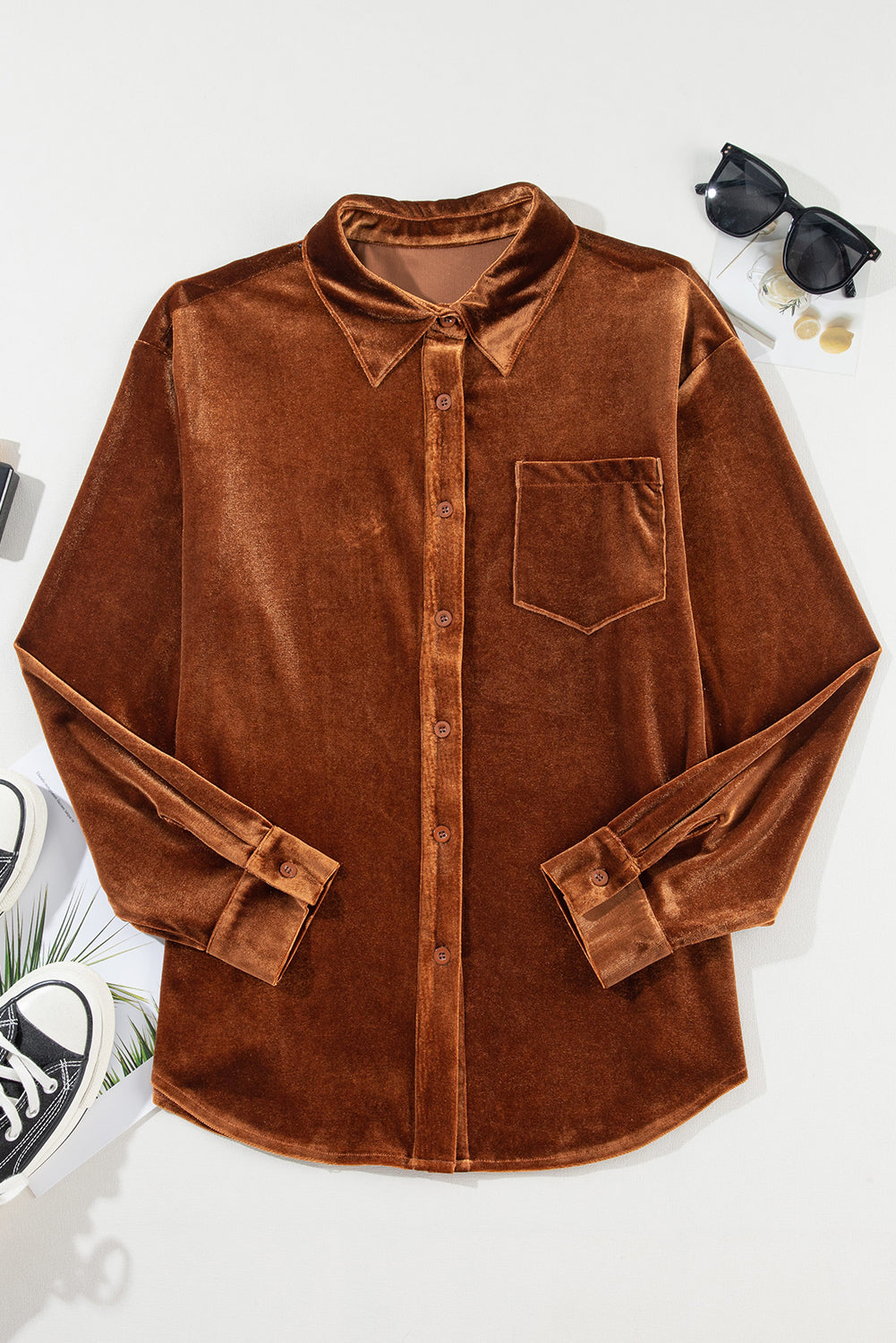 Velvet Chest Pocket Shirt - Eolante Clothing