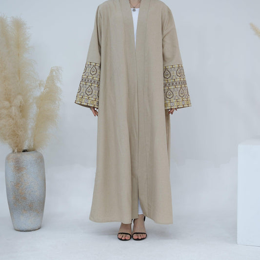 Beige Open Abaya | Eolante Clothing