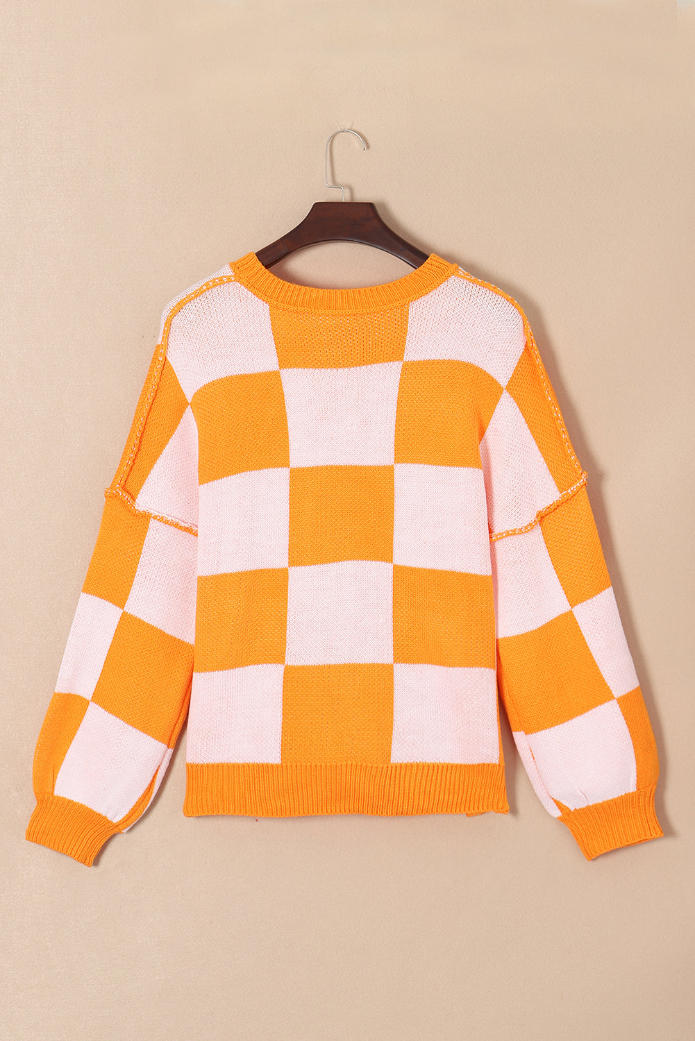 Checkered Sleeve Sweater - Eolante Clothing