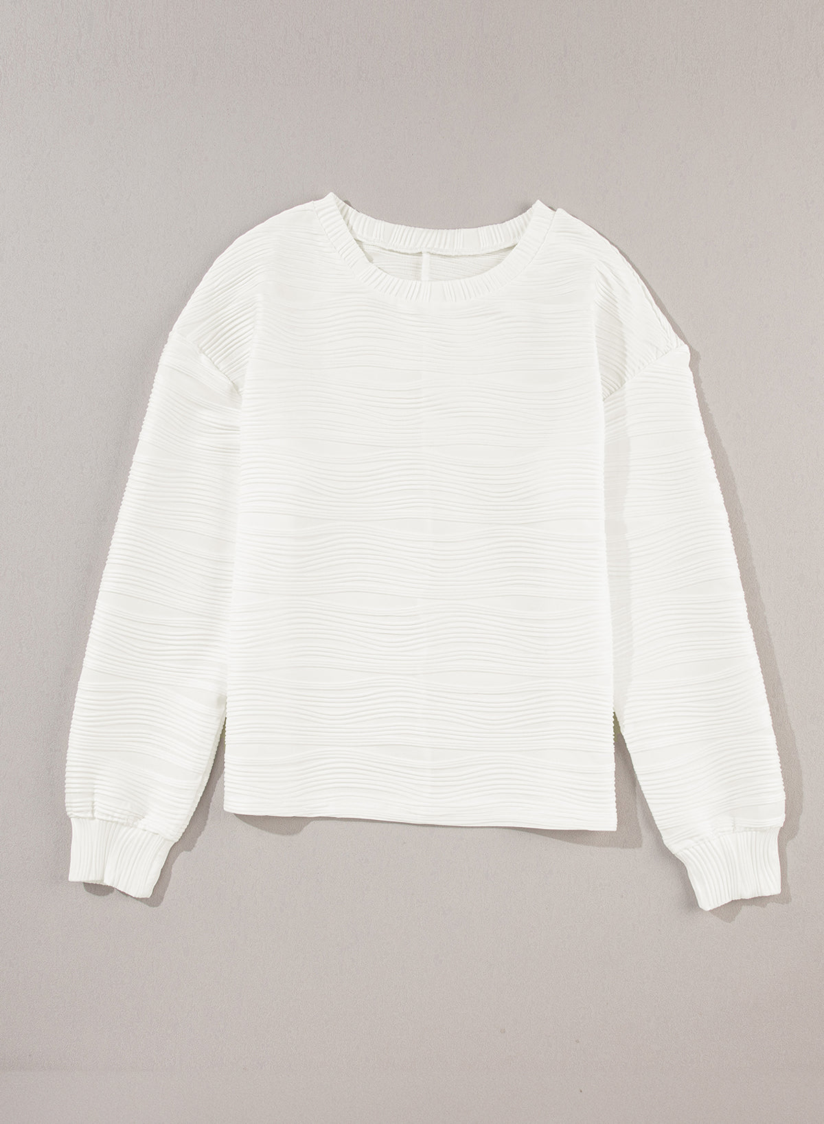 Wavy Texture Long Sleeve Top - Eolante Clothing