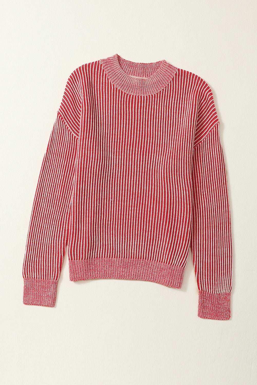 Ribbed Trim Sweater in Stripes - Eolante Clothing