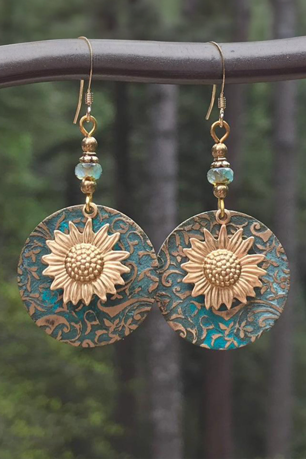 Sunflower Earrings, Disc Dangle - Eolante Clothing