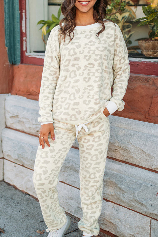 Leopard Pullover and Pants Lounge Set