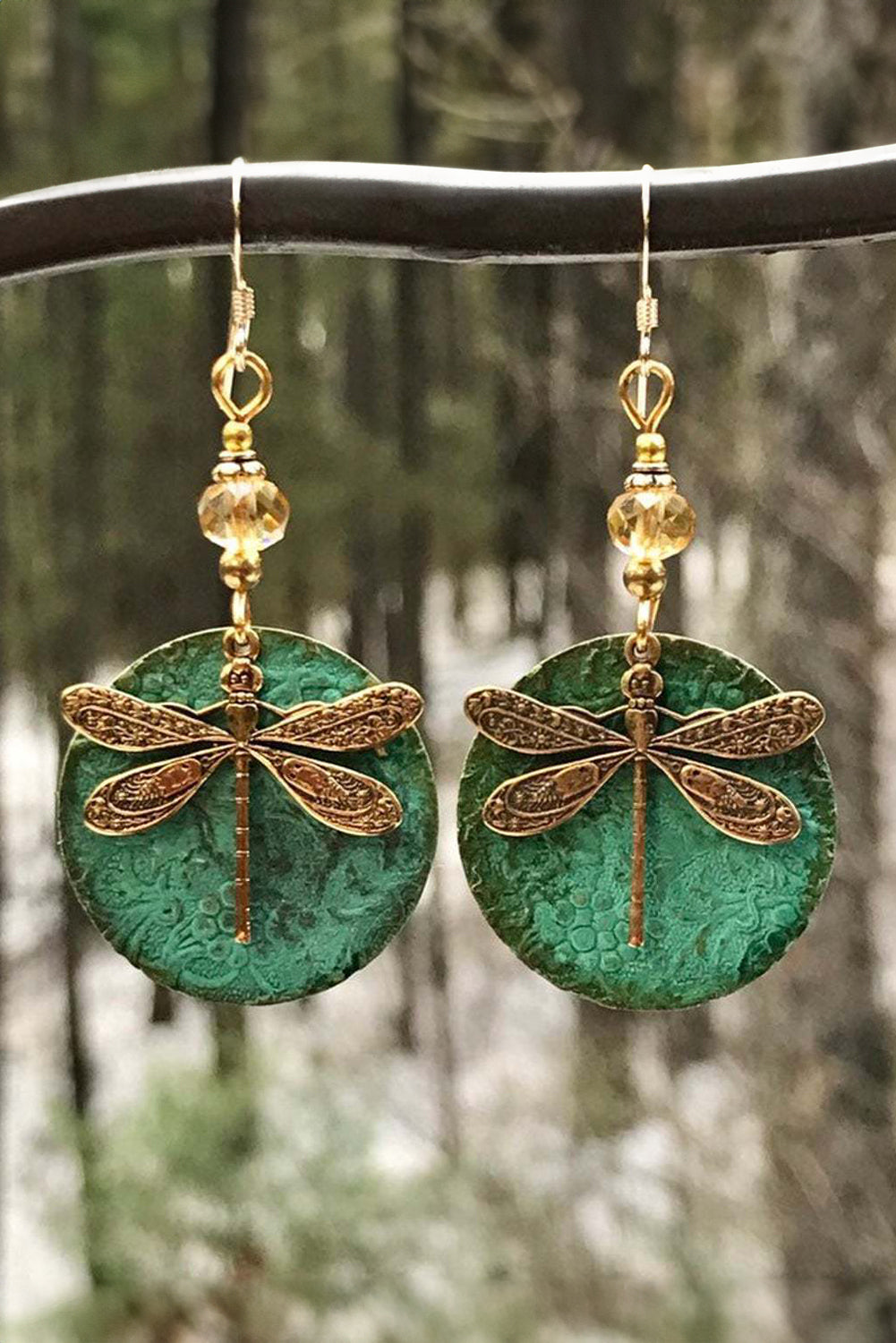 Dragonfly Drop Earrings, Styled with Hook - Eolante Clothing