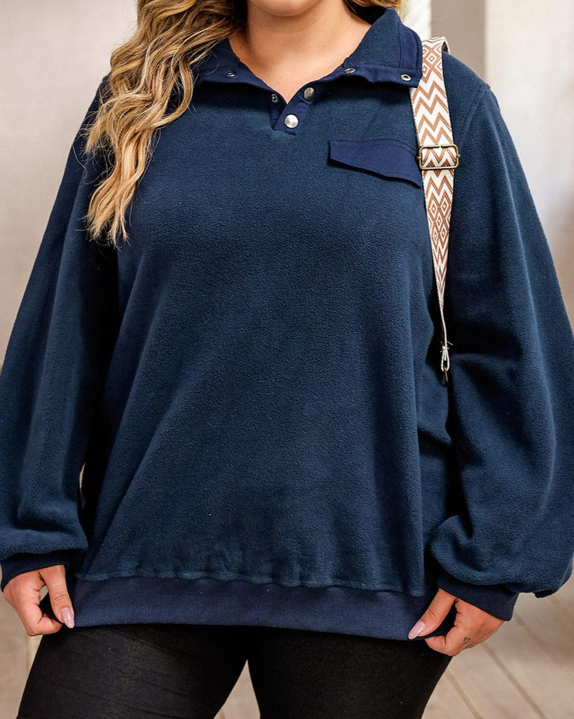 Fleece Pullover Plus Size Sweatshirt - Eolante Clothing