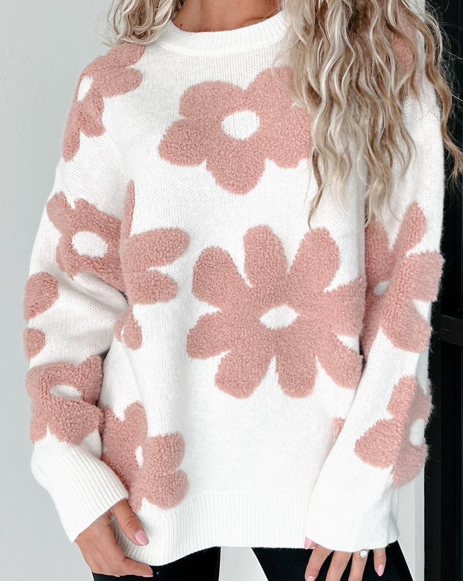 Loose Floral Sweater - Eolante Clothing