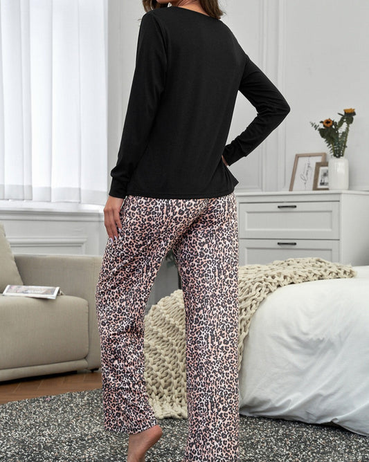 Leopard Top and Pants Lounge Set