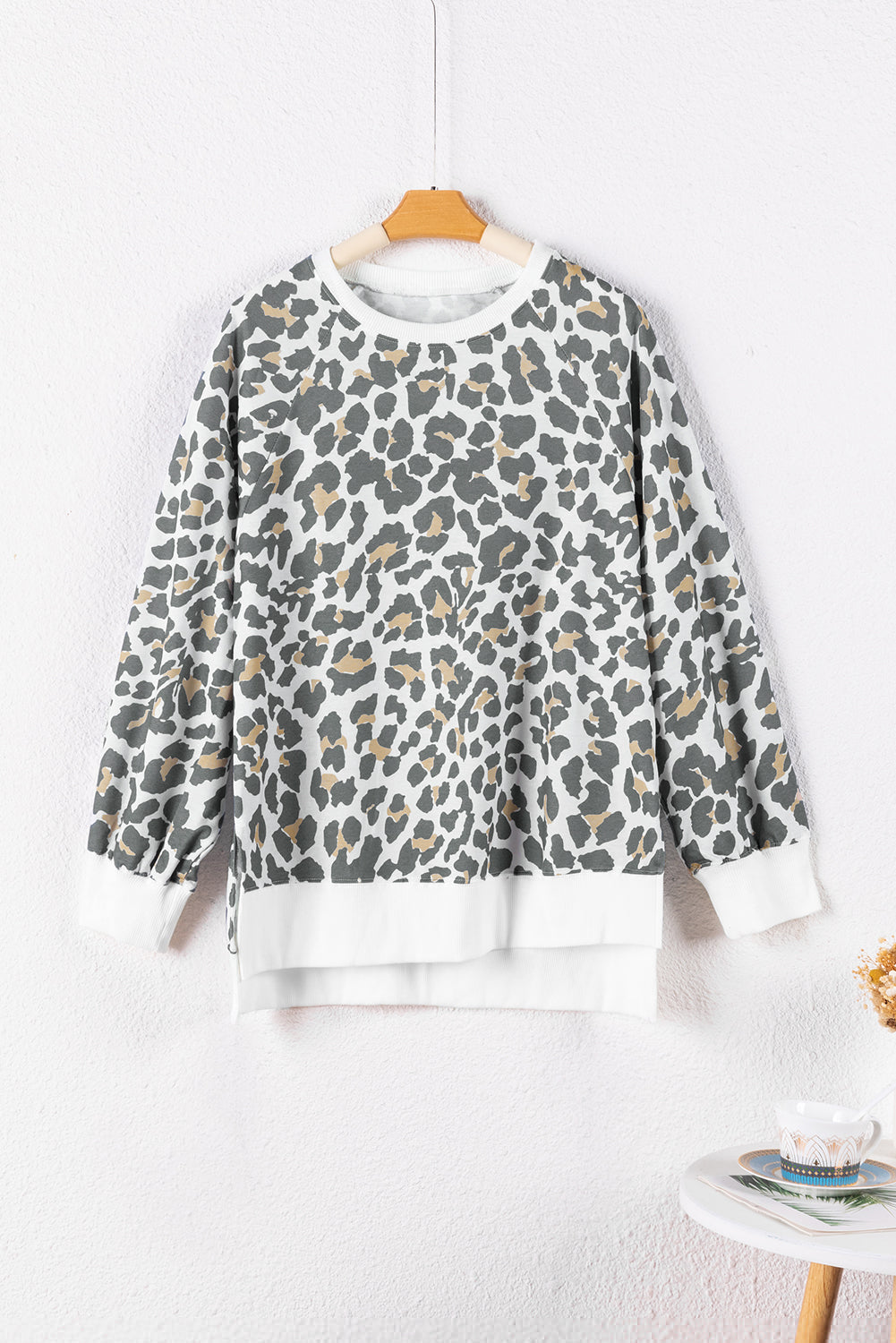 Leopard Contrast Trim Top - Eolante Clothing