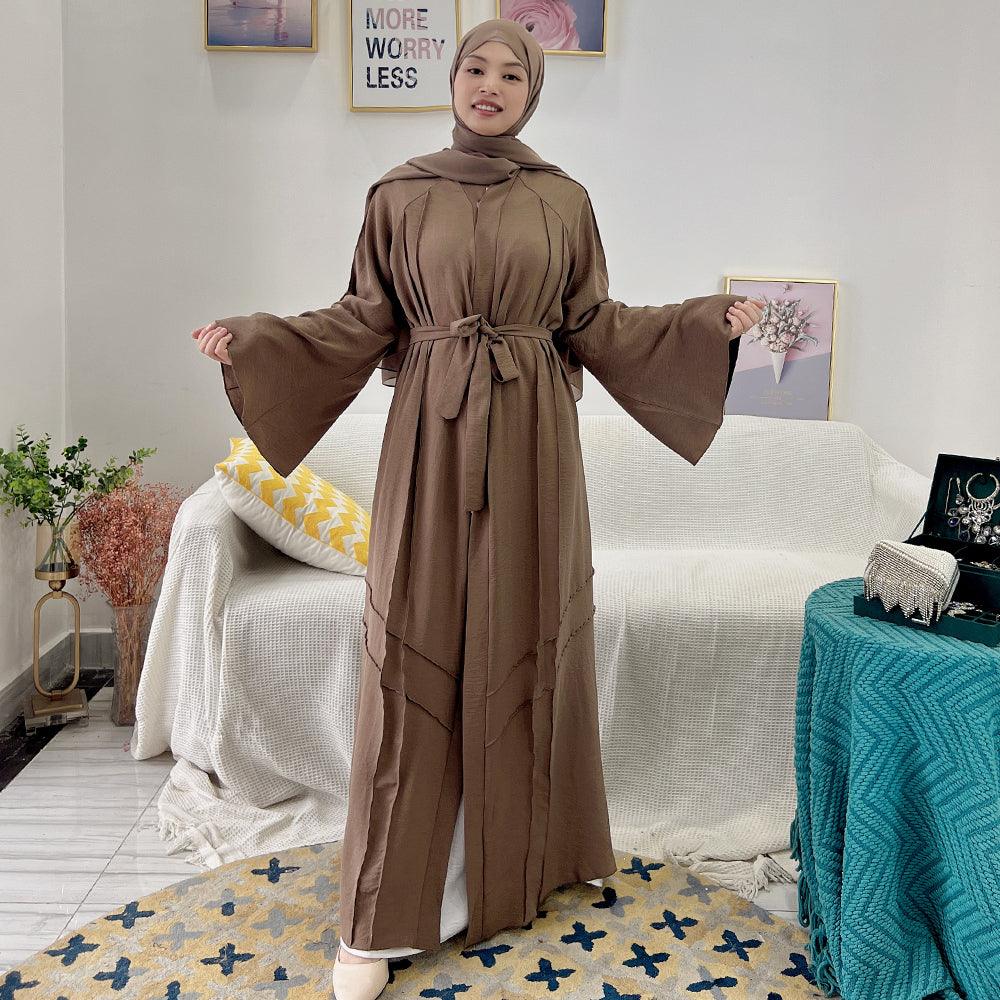 Brown Flowy Open Abaya | Eolante Clothing