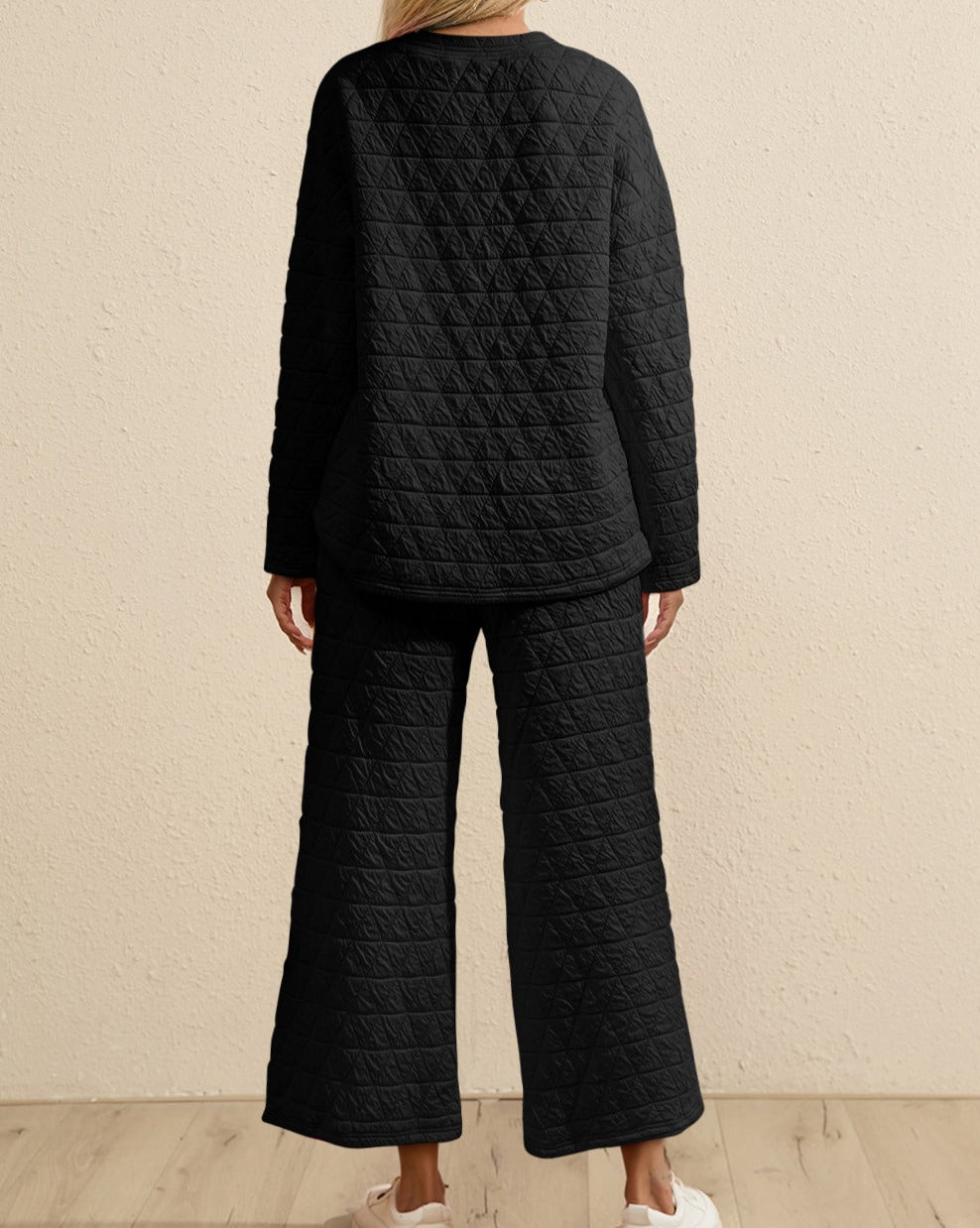 Quilted Pullover and Pants Loungewear Set - Eolante Clothing