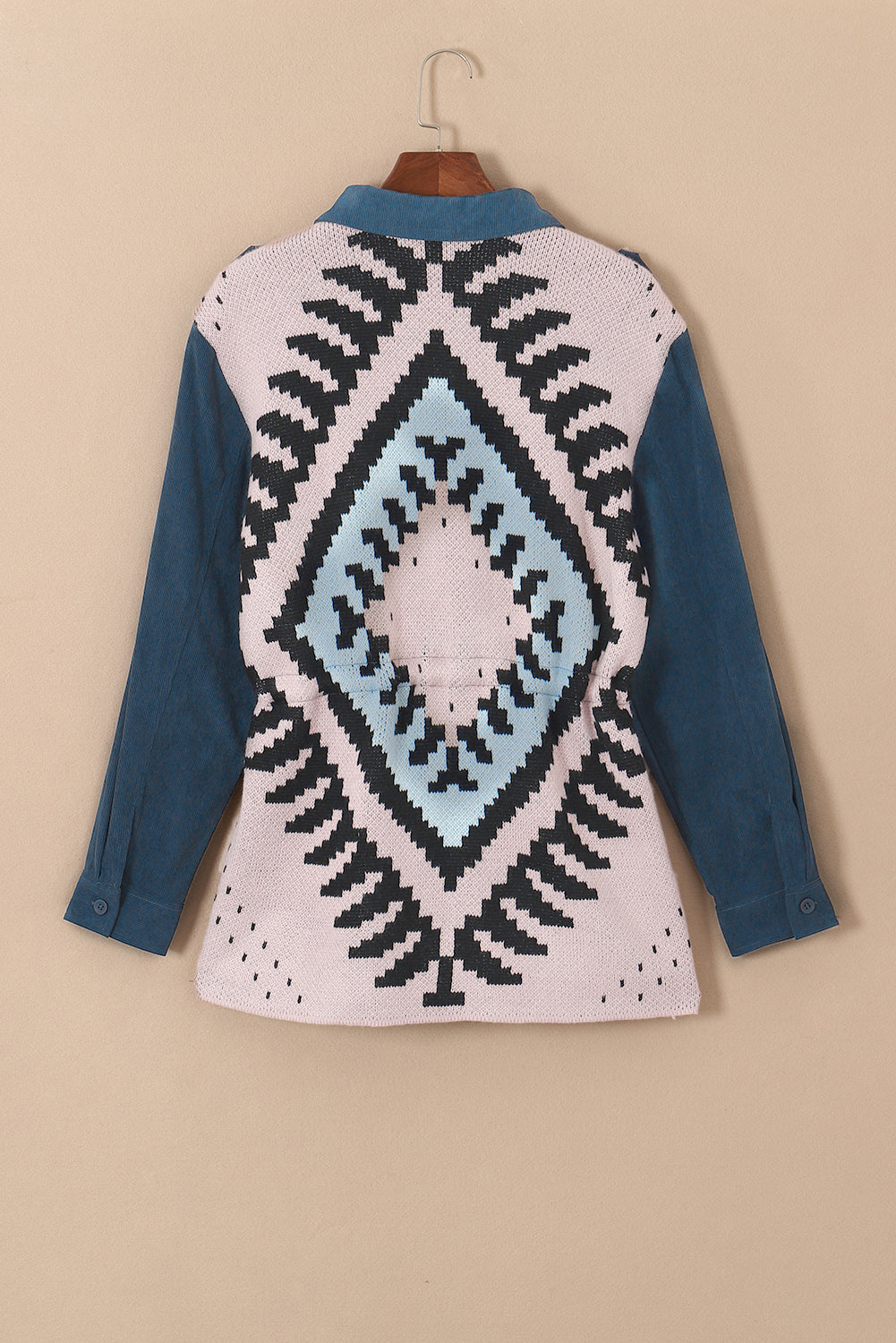 Corduroy Jacquard Knit Aztec Plus Size Jacket - Eolante Clothing