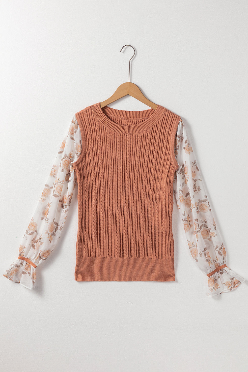 Floral Patchwork Knit Sweater - Eolante Clothing