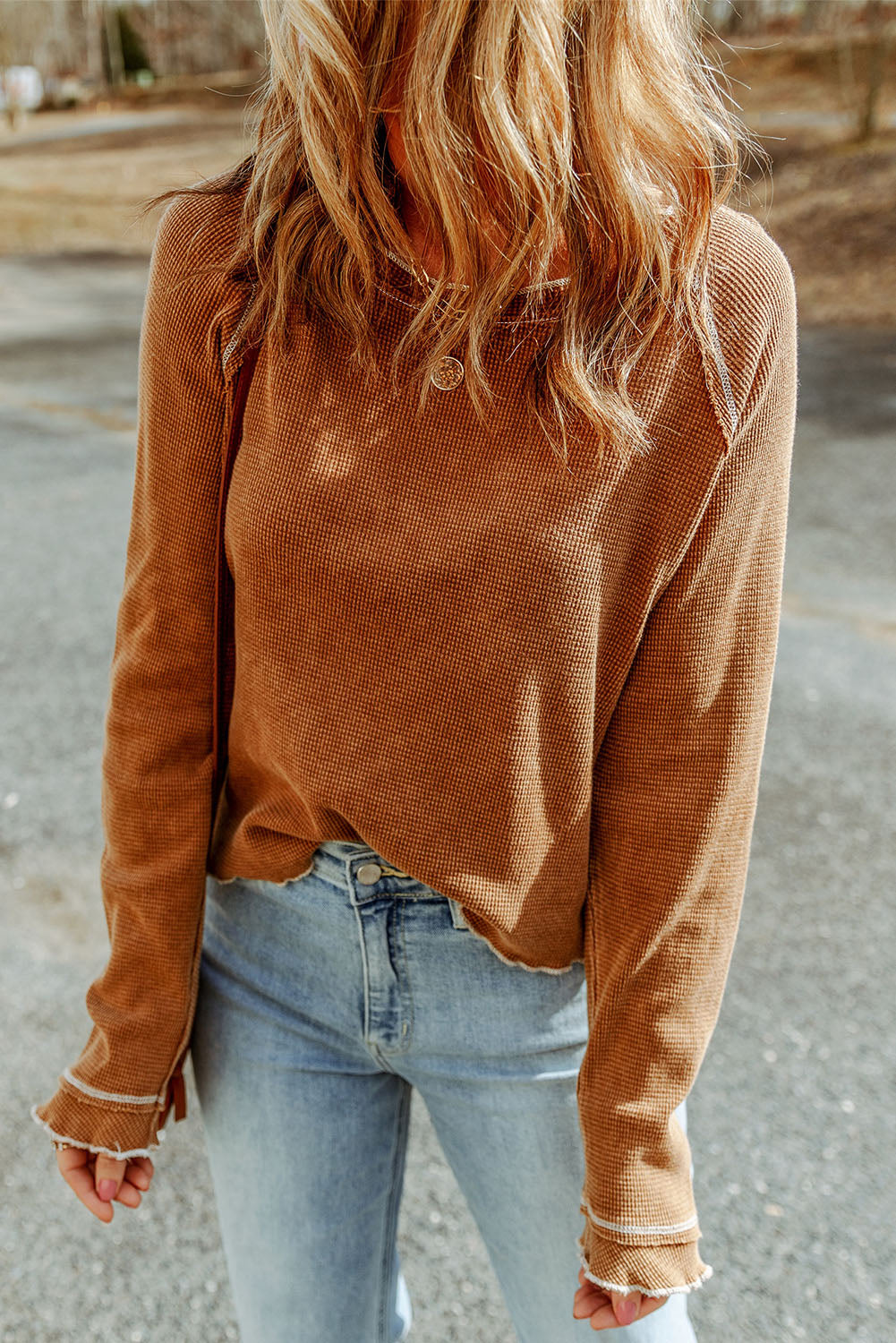 Textured Long Sleeve Top - Eolante Clothing