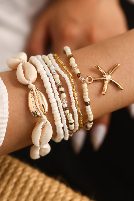 7-Piece Bohemian Shell Starfish Beaded Bracelets