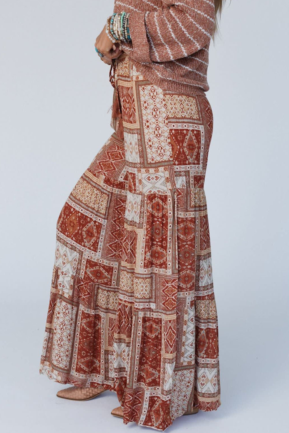 Aztec Tiered Palazzo Pants - Eolante Clothing