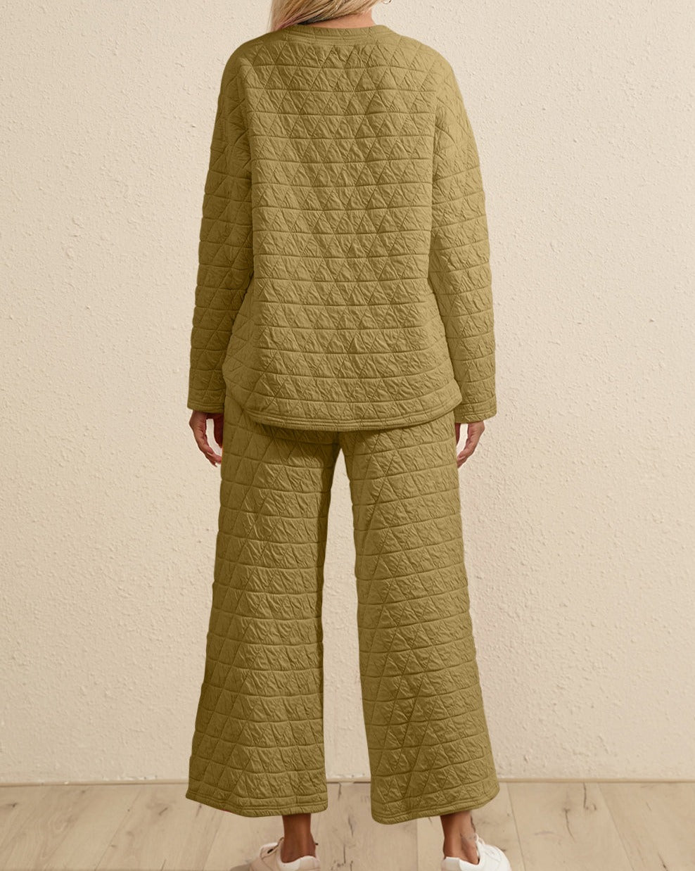 Quilted Pullover and Pants Loungewear Set - Eolante Clothing