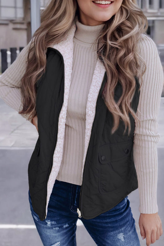 Fleece Lined Quilted Vest Coat