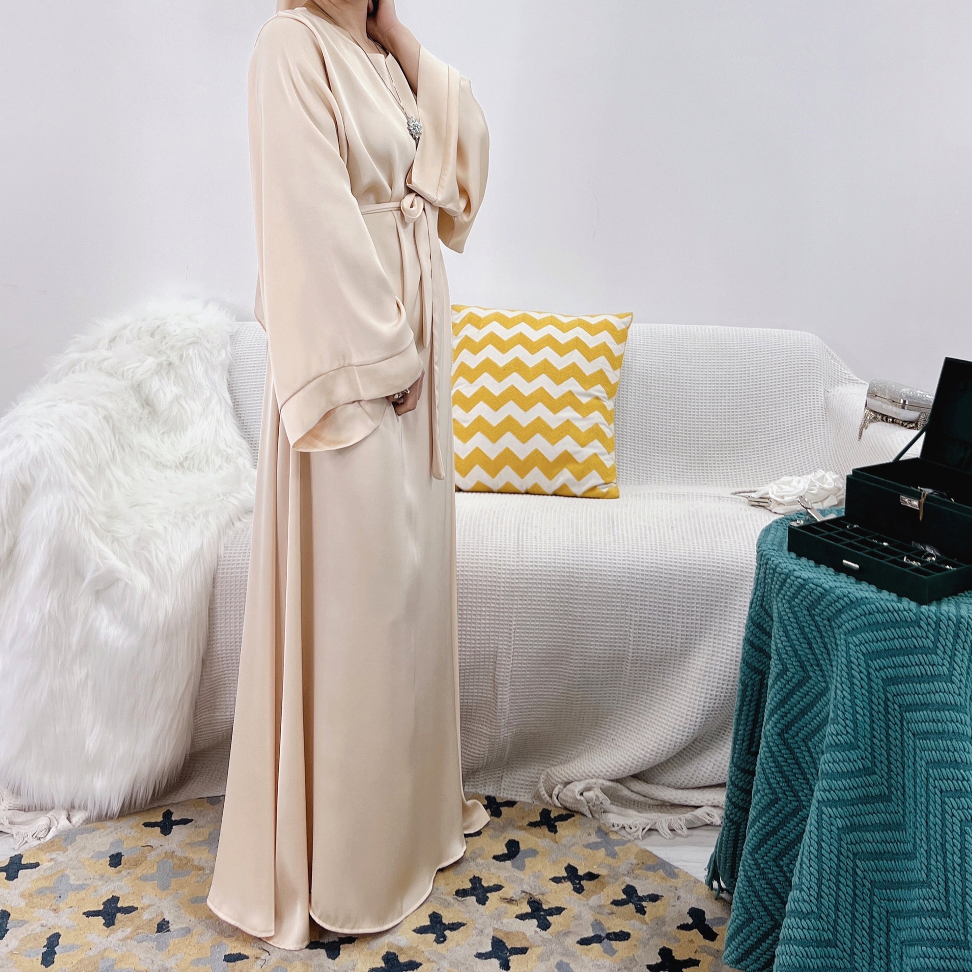 Maxi Dress Abaya in Beige | Eolante Clothing 