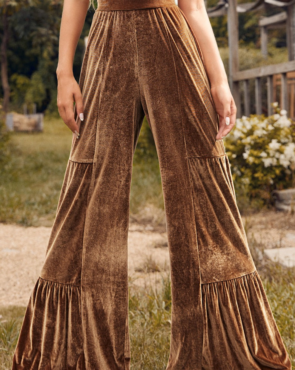 Velvet Wide Leg Pants - Eolante Clothing