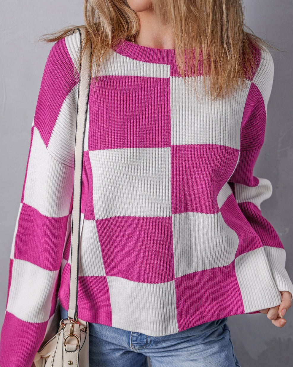 Baggy Sweater in Checkered Style - Eolante Clothing