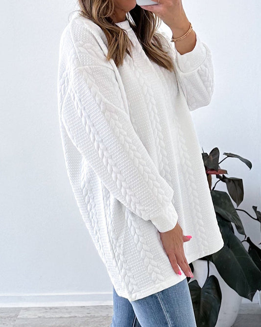 Cable Textured Long Sleeve Top - Eolante Clothing