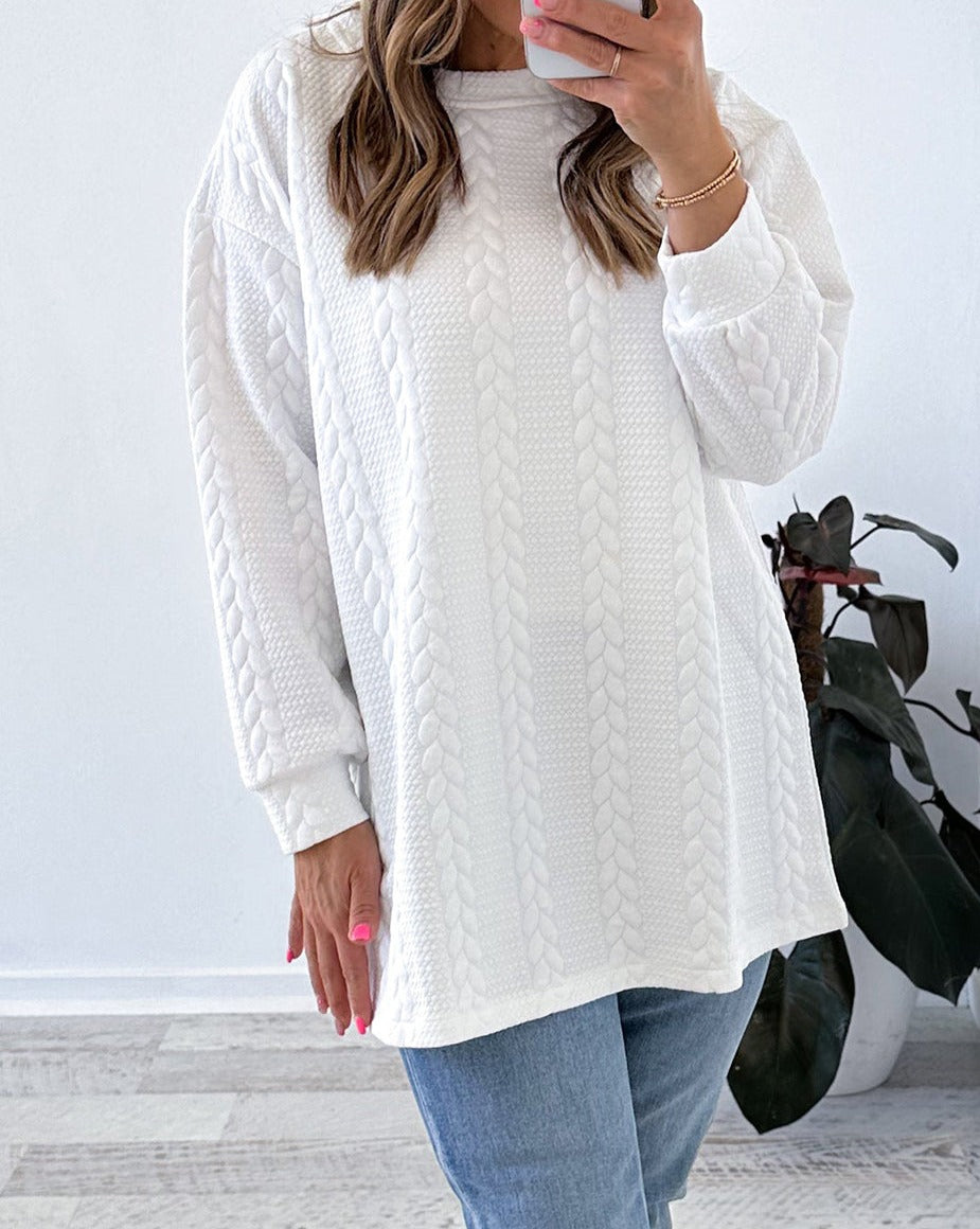 Cable Textured Long Sleeve Top - Eolante Clothing