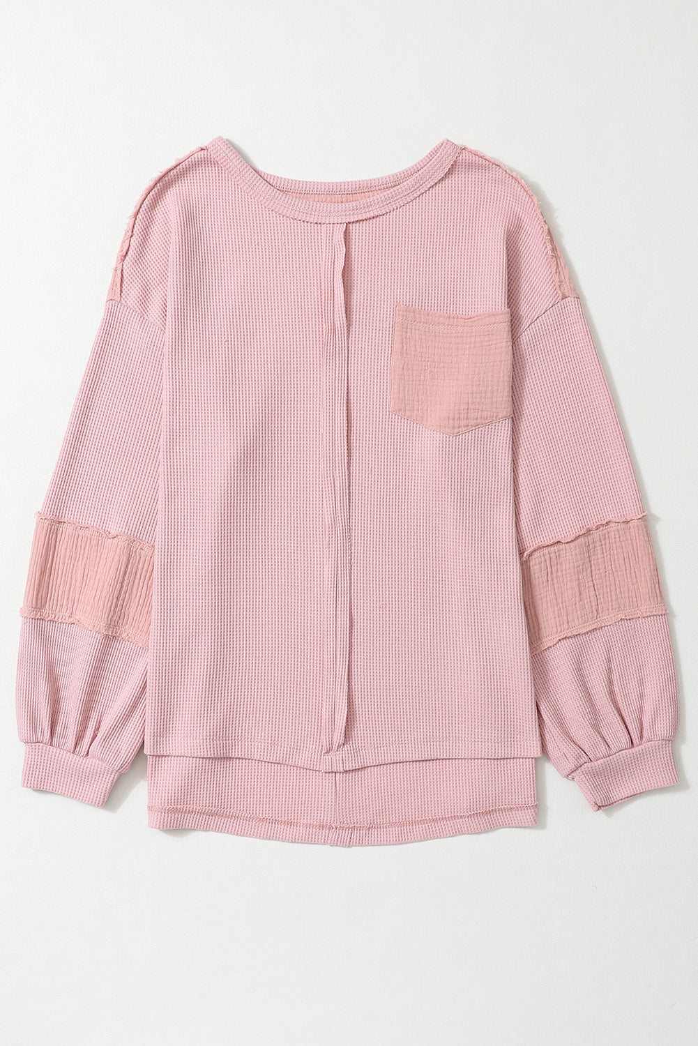 Waffle Knit Bubble Sleeve Top - Eolante Clothing