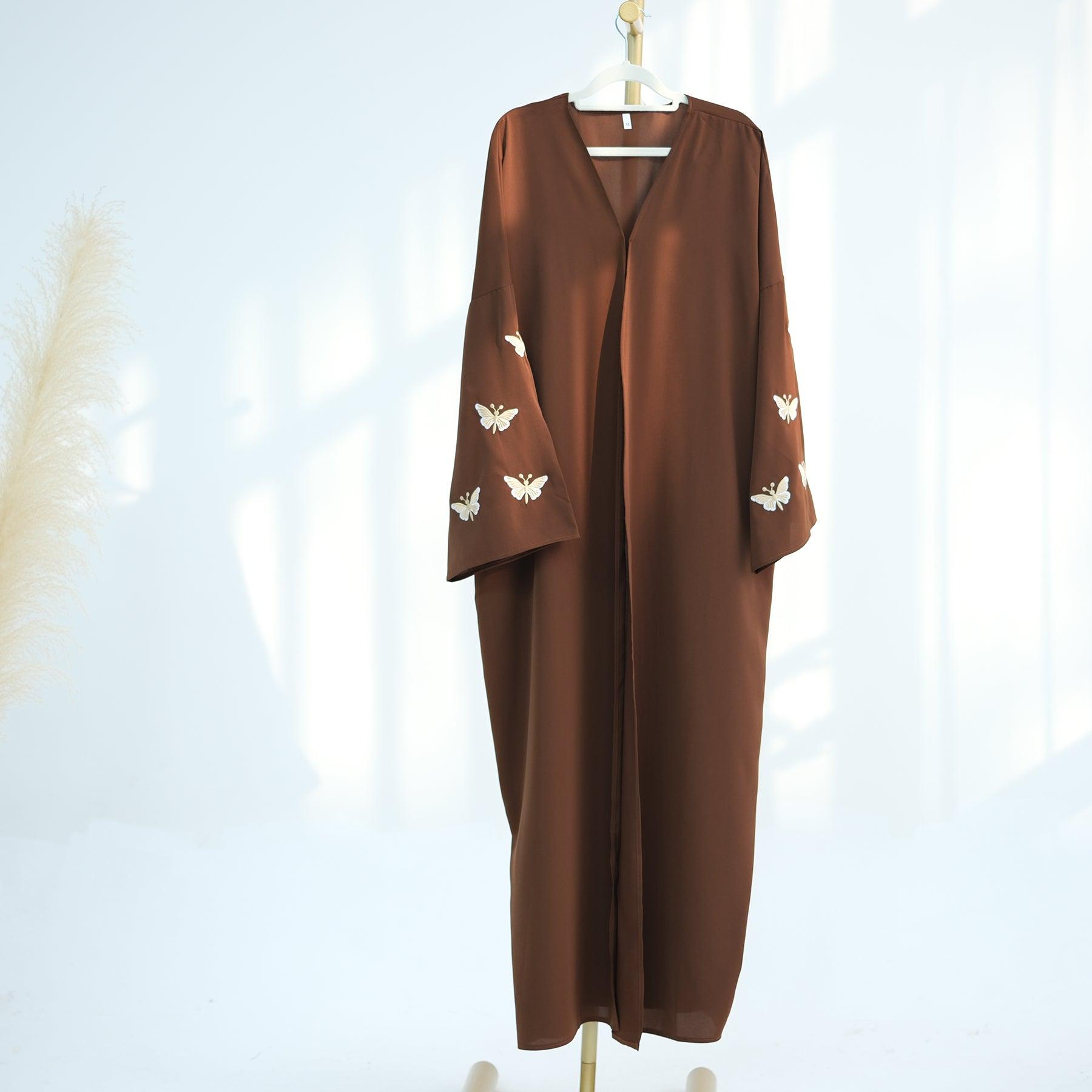 Butterfly Embroidered Open Abaya | Eolante Clothing 