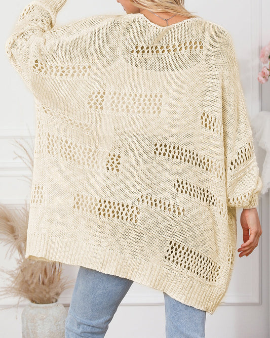 Hollowed Knit Dolman Sleeve Cardigan