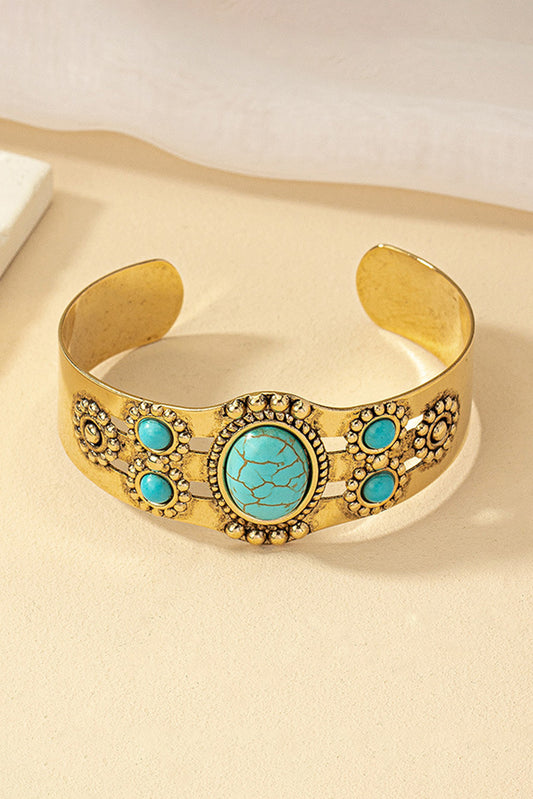 Turquoise Cuff Bracelet, Vintage Boho - Eolante Clothing