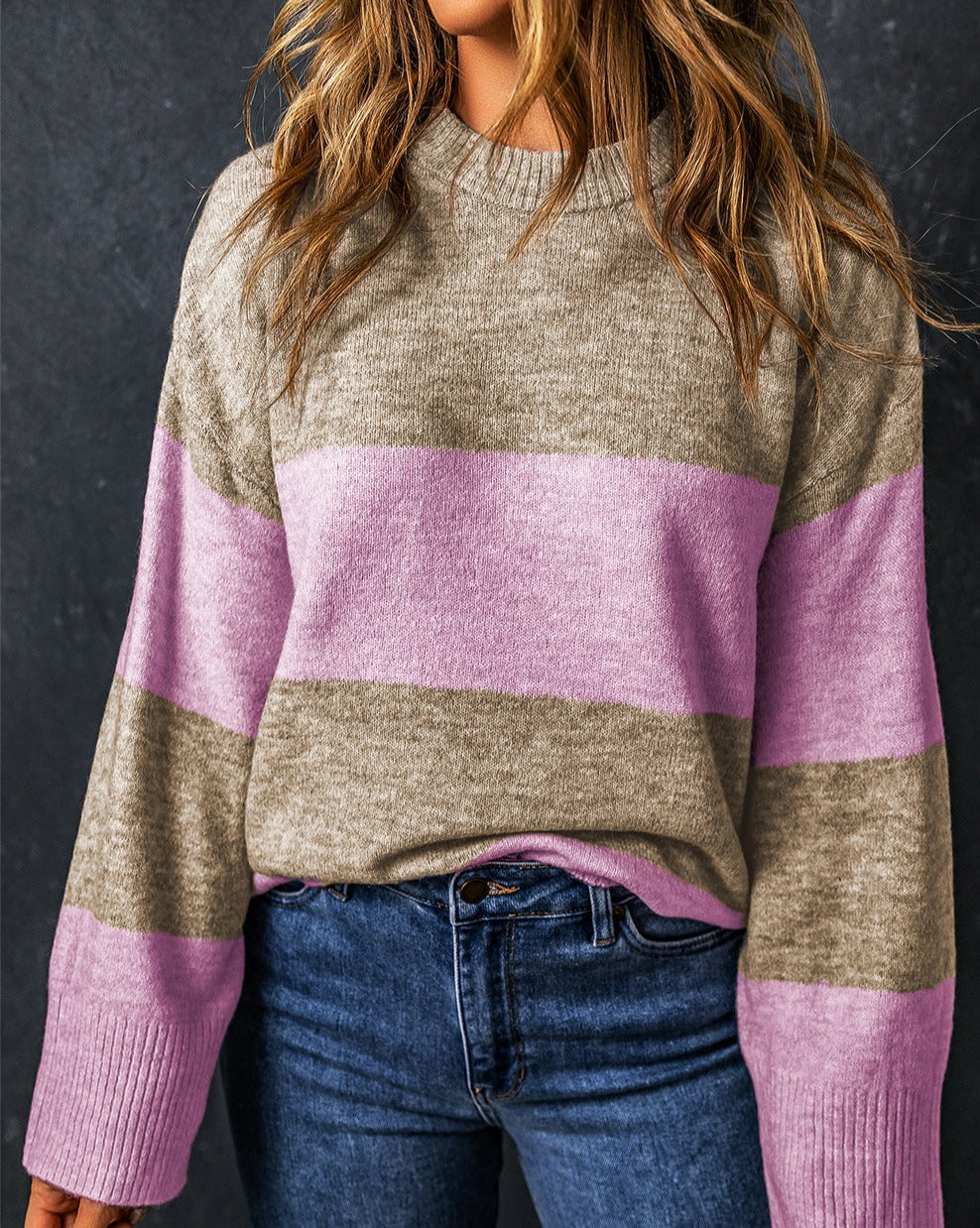 Wide Sleeve Sweater in Stripes - Eolante Clothing